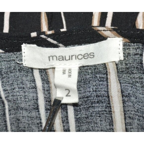 Maurices Black Button Front V-Neck 3/4 Sleeve Striped Blouse Top Size 2X - Picture 9 of 11